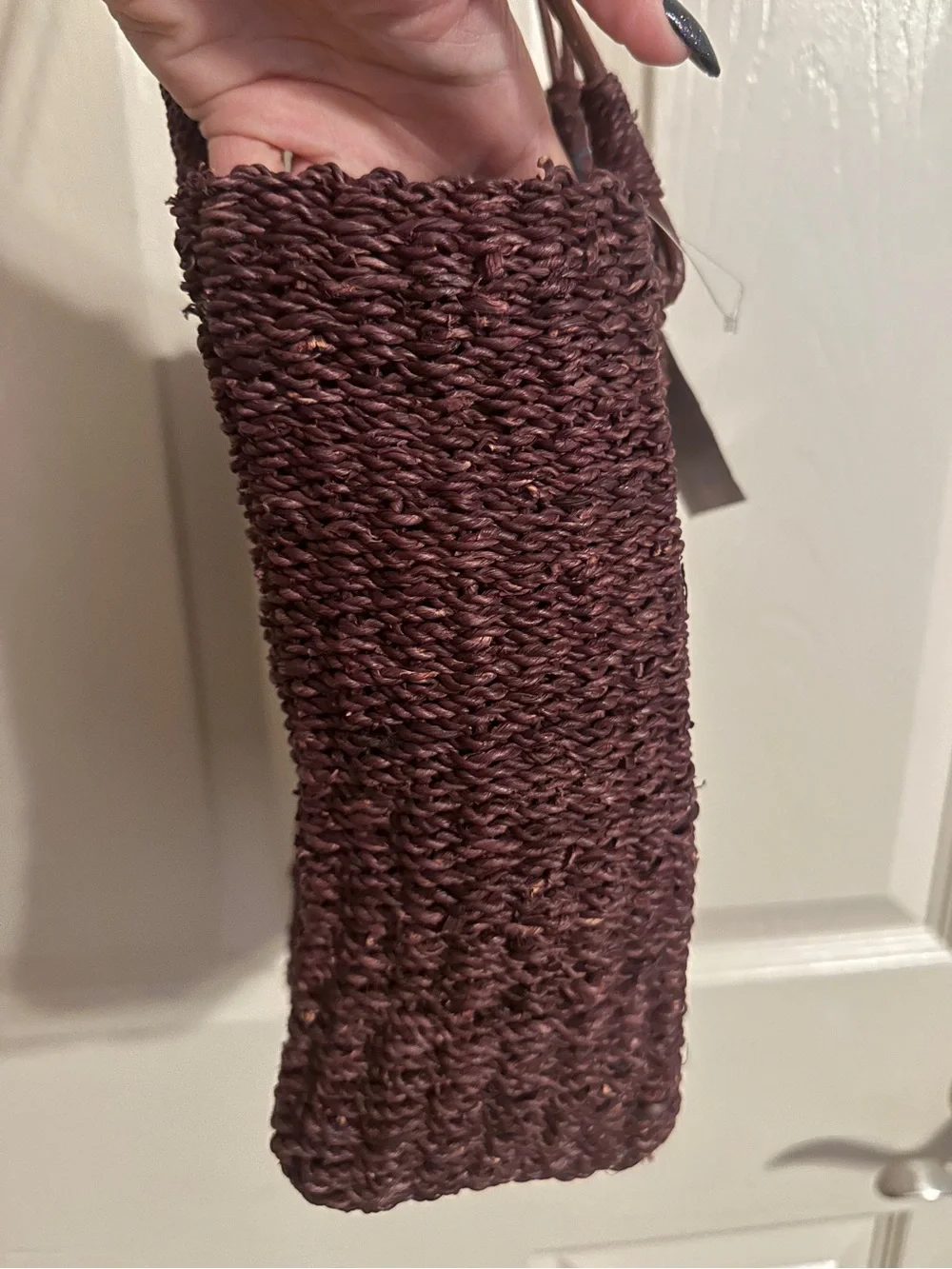 Sea Breeze by Sabina Woven Shoulder Tote Bag in Deep Brown Handmade Material